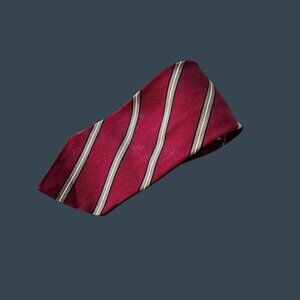 Vintage Country Squire Shop Burgundy Striped Silk Tie 58.25"x3.25"